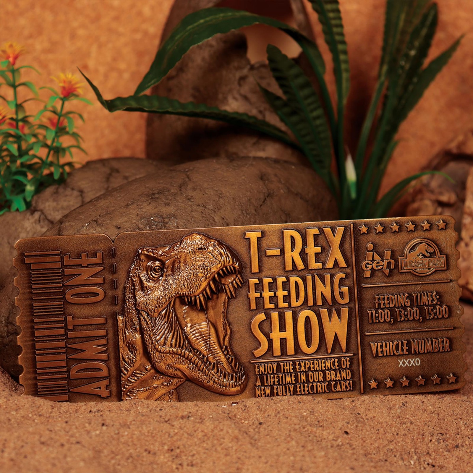 Jurassic Park Feeding Show Ticket Metal Replica