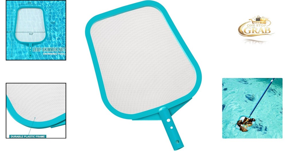 Pool Skimmer Net Without Pole 16.5x9.5 Fine Mesh Plastic Frame