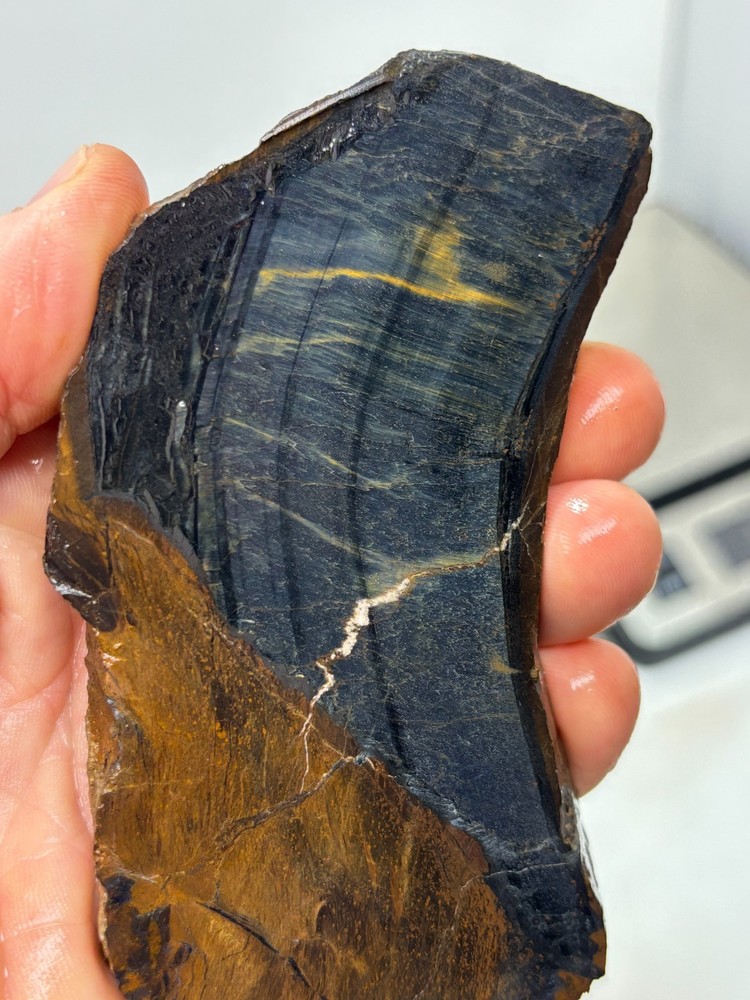 Blue Tiger Eye Agate Rough Slab Cabbing Lapidary Carving Combo Ship Avail