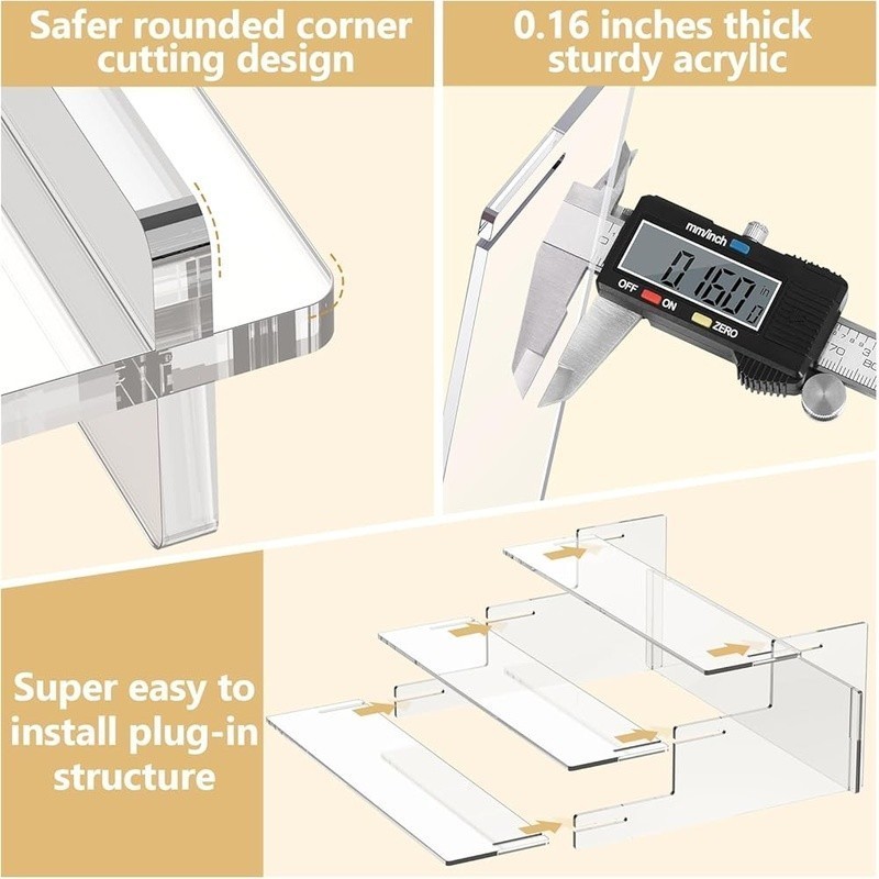 Clear Acrylic Display Stand 3-Tier Multifunctional Riser Organizing Items New