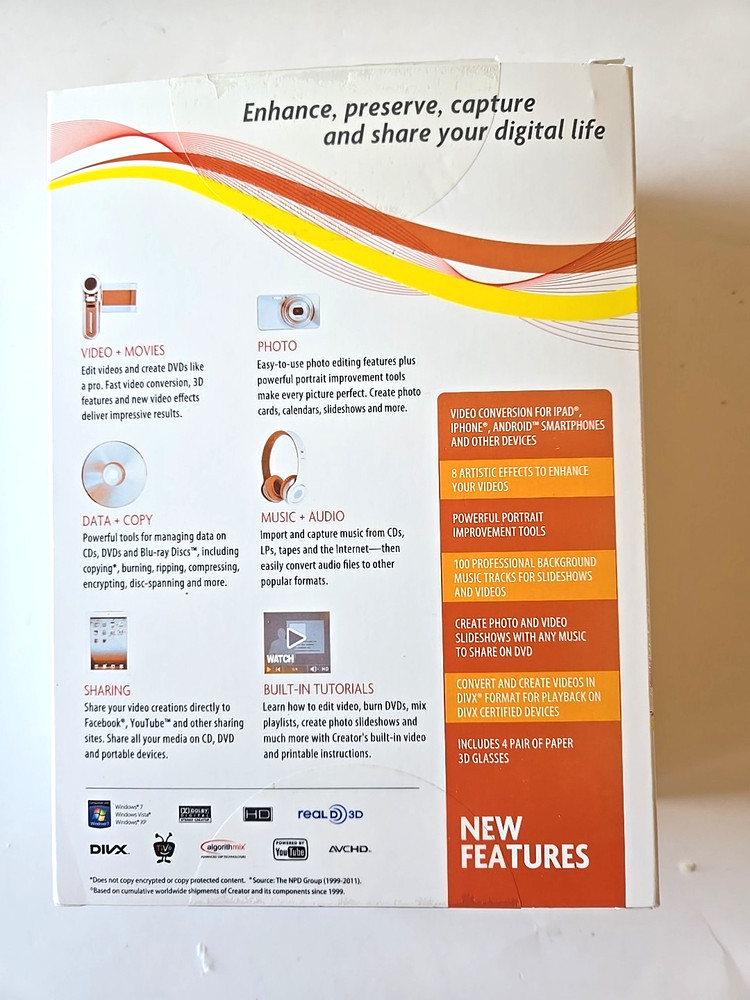 Roxio Creator 2012 Special Edition Retail Box CD Accessories