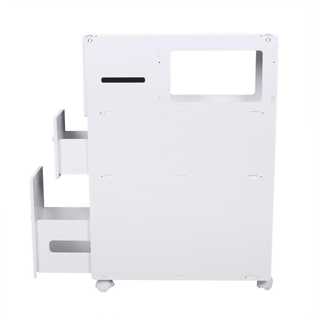 Slim Bathroom Storage Cabinet Floor Standing Toilet White Narrow Cupboard Shelf