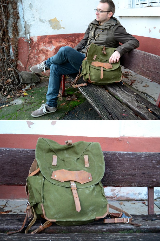 Large Military Backpack, Vintage Army Canvas Backpack