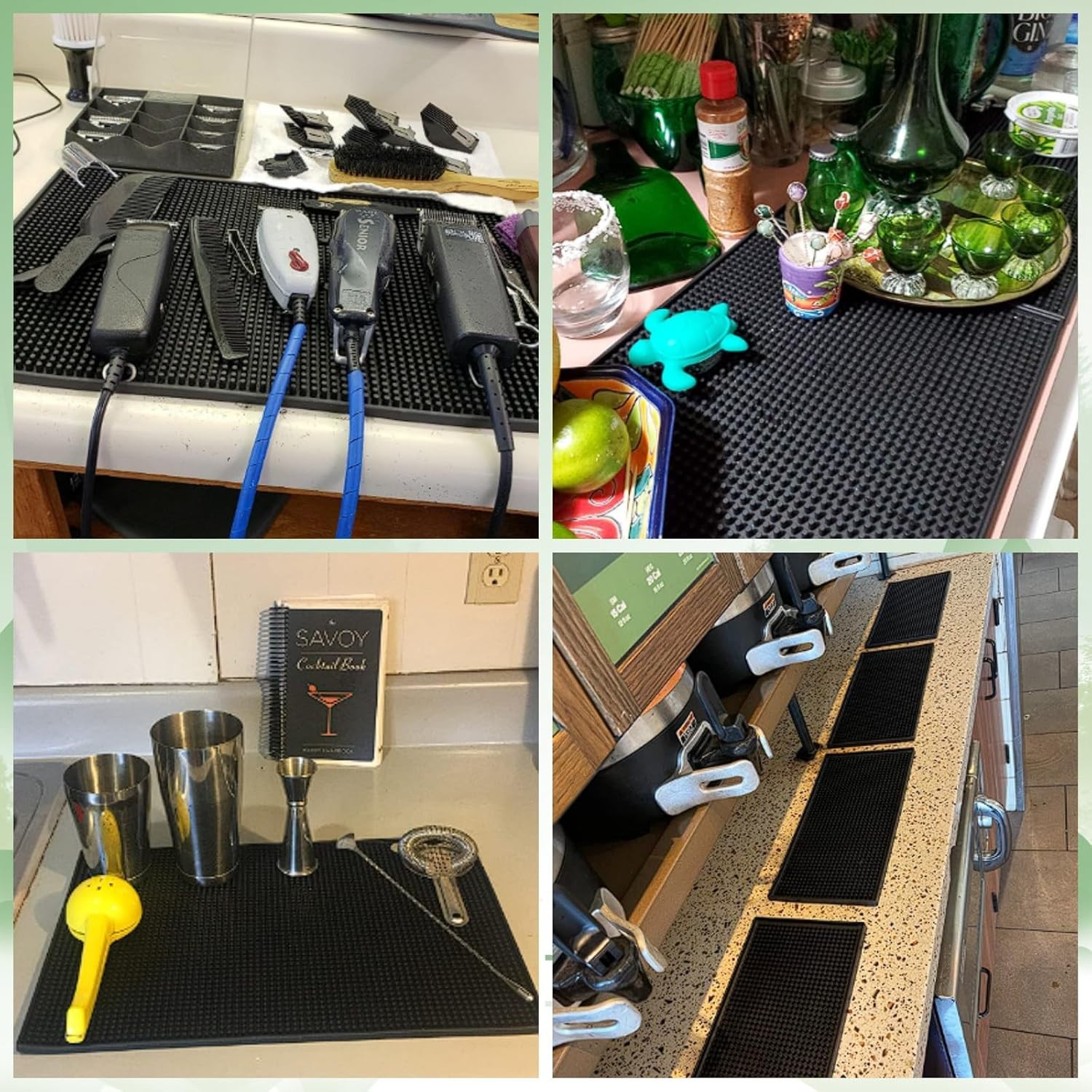 Rubber Barber Mat & Bar 18 x 12 Inch,Hairdressing Tool 18*12*0.4In, Black