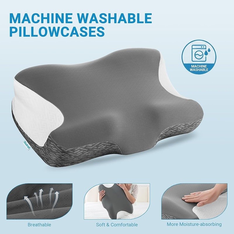 CPAP Neck Pillow Ergonomic Memory Foam Adjustable Height Side Sleepers Support