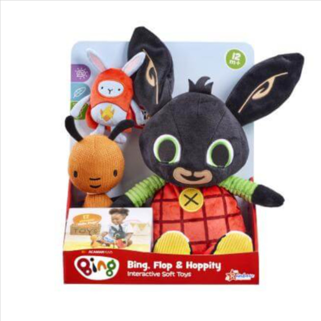 Rainbow Designs Bing, Flop & Hoppity Interactive Soft Plush Toy