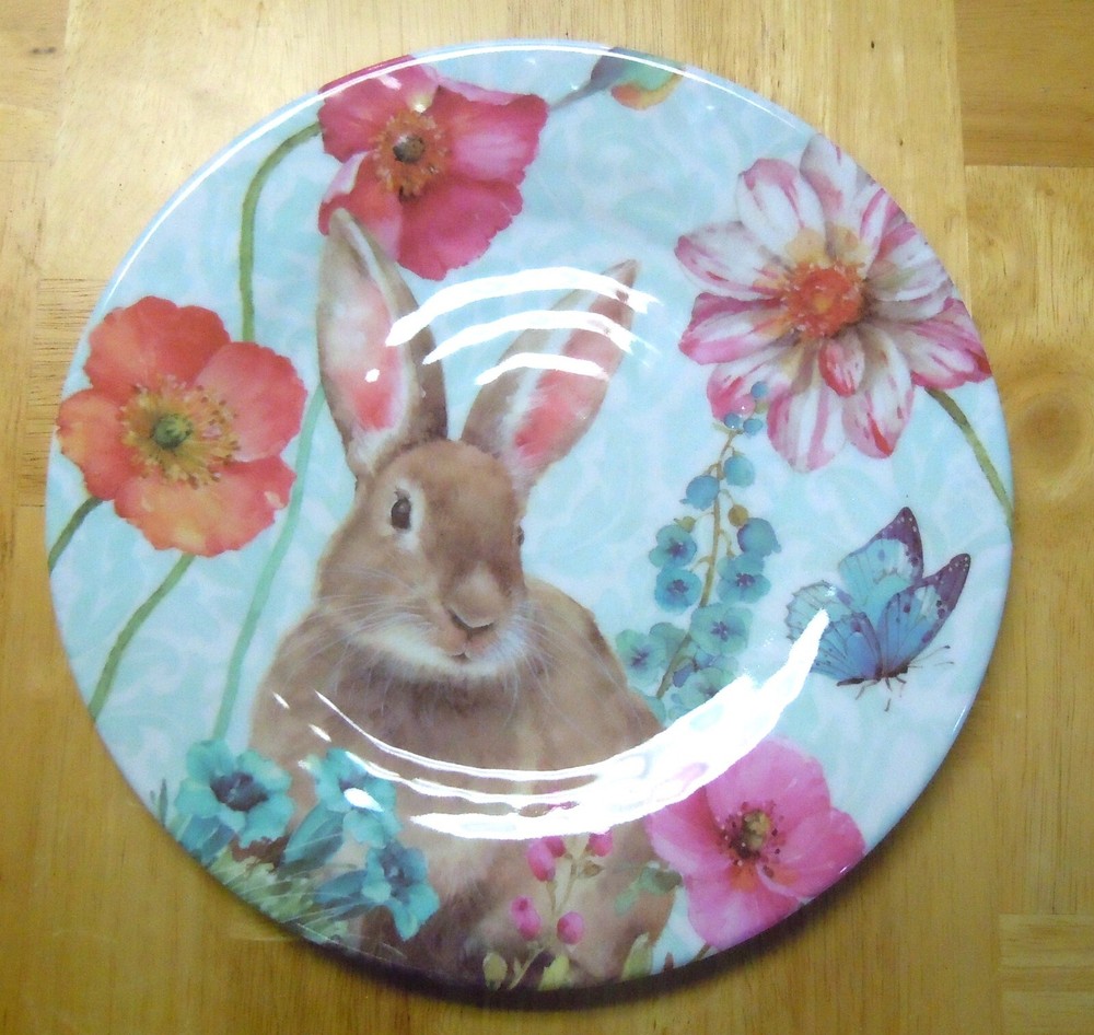 Spring Easter Rabbit 10-3/4" Dinner Plate Melamine