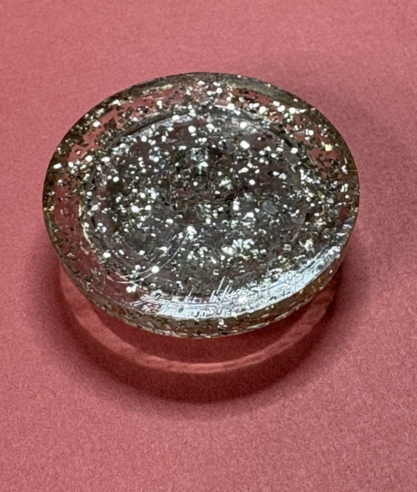 Vintage Large Glitter Lucite Button, 1 1/4"