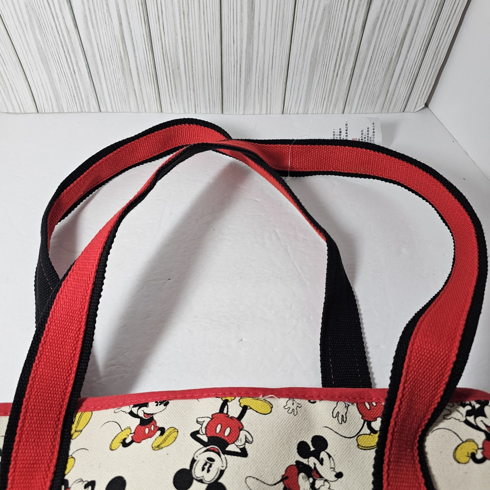 Disney Parks Walt World Canvas Mickey Mouse Allover Tote Bag Heavy Duty Zipper