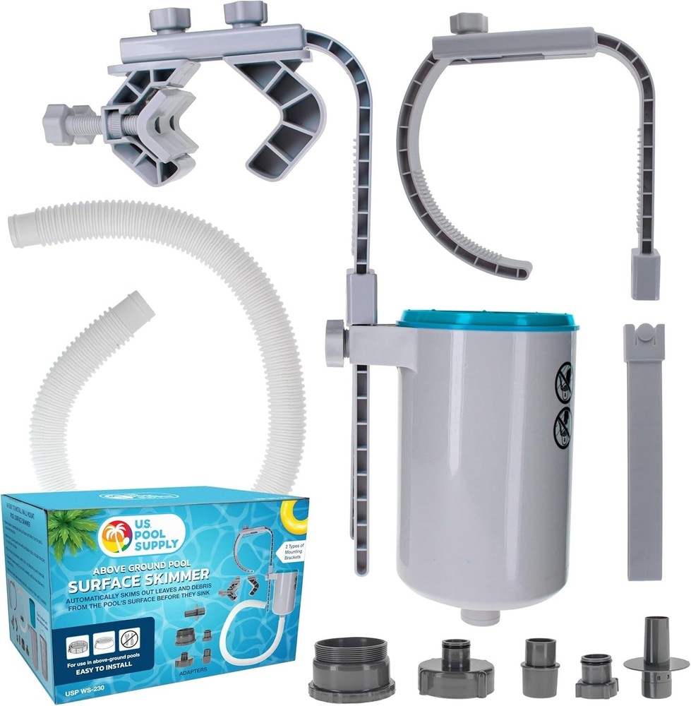 Automatic Pool Surface Skimmer with Strainer Basket - Low Maintenance Solution
