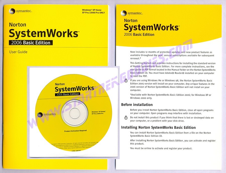 Symantic NORTON SYSTEMWORKS 2006 Basic Edition w/CD, User Guide & Product Key!