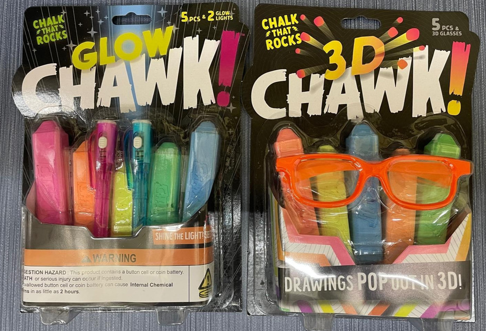 Chuckle & Roar CHAWK! 3D & Glow Chawk Age 4 & Up Hard Surface Chalk 1 Each Combo
