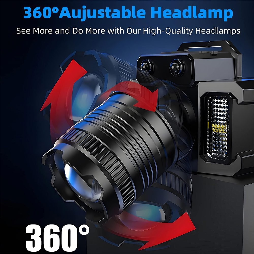 Super Bright Rechargeable Headlight Flashlight 5 Modes Floodlight Waterproof