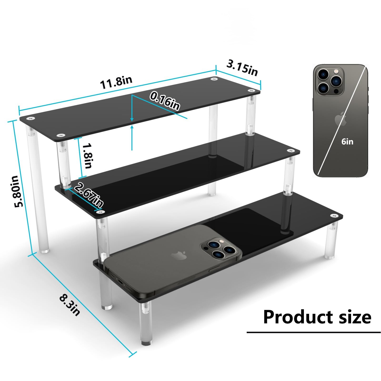 Acrylic Riser Black Acrylic Shelf Riser 3 Tier Perfume Organizer Cologne Display