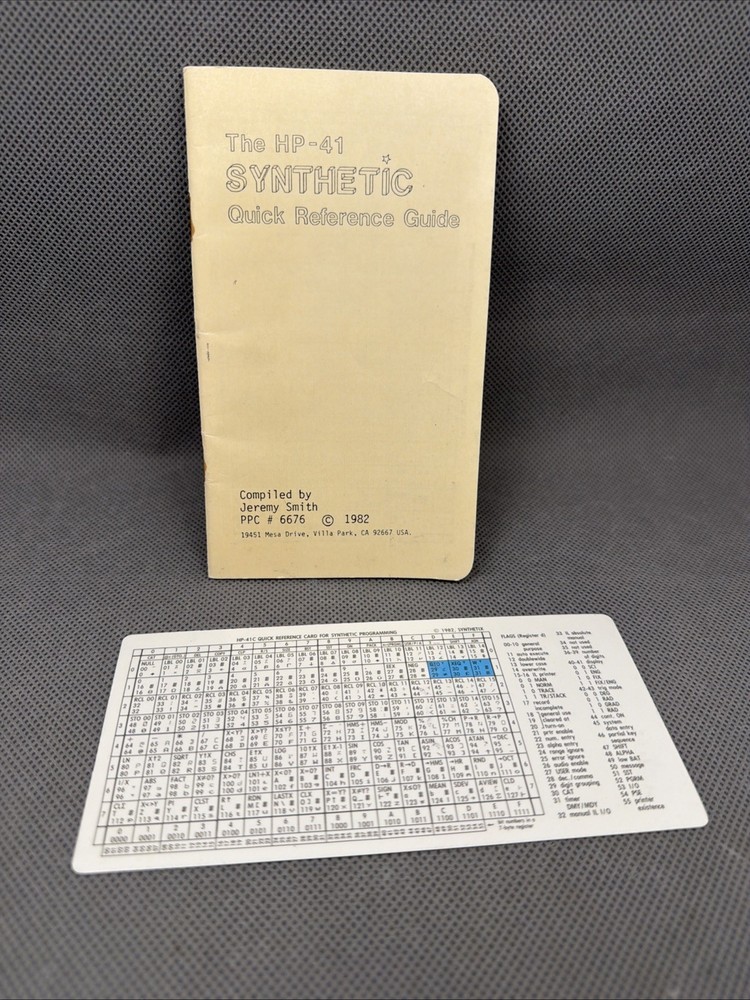 The HP-41 SYNTHETIC Quick Reference Guide: Jeremy Smith, with QREF card