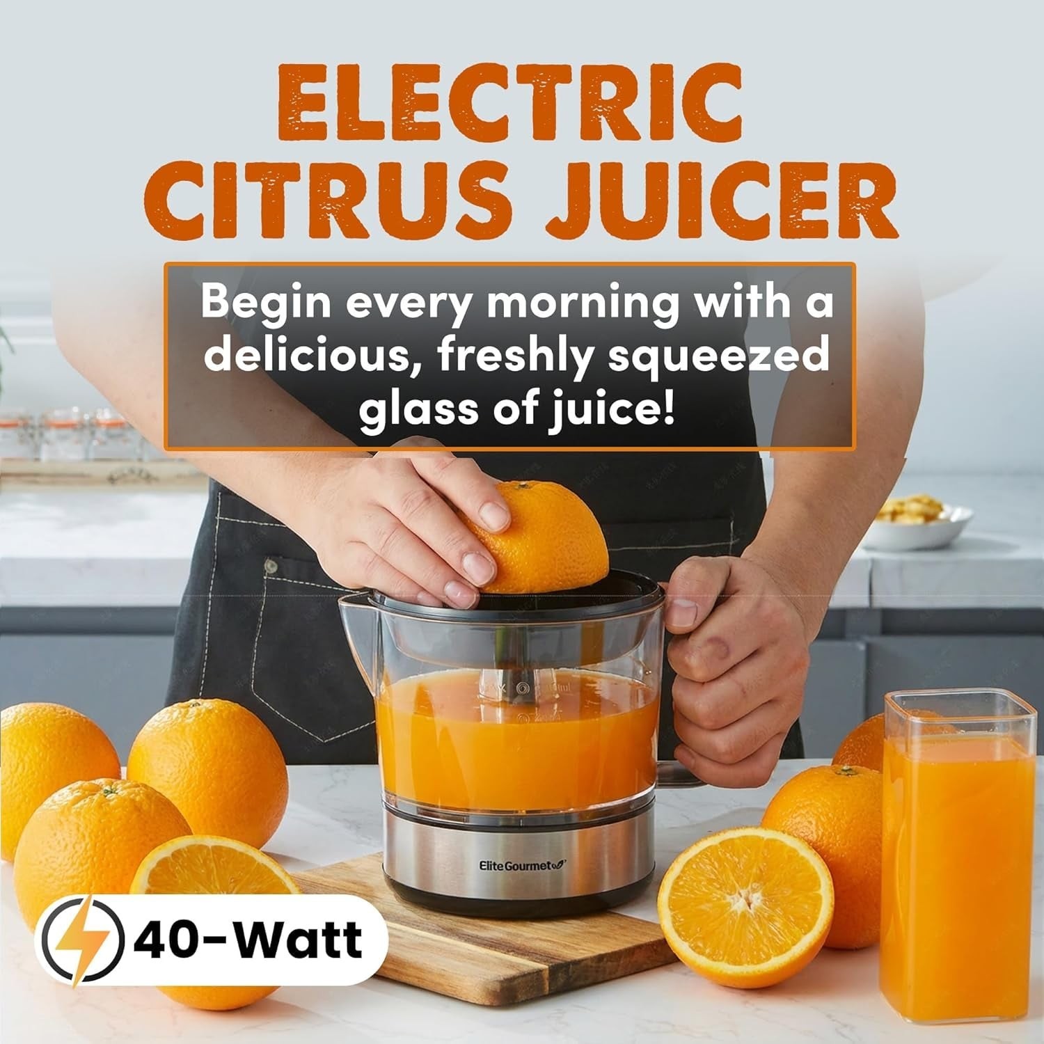 ETS623 BPA-Free 40-Watt Electric Citrus Juicer, Compact, Large Volume, Pulp Cont
