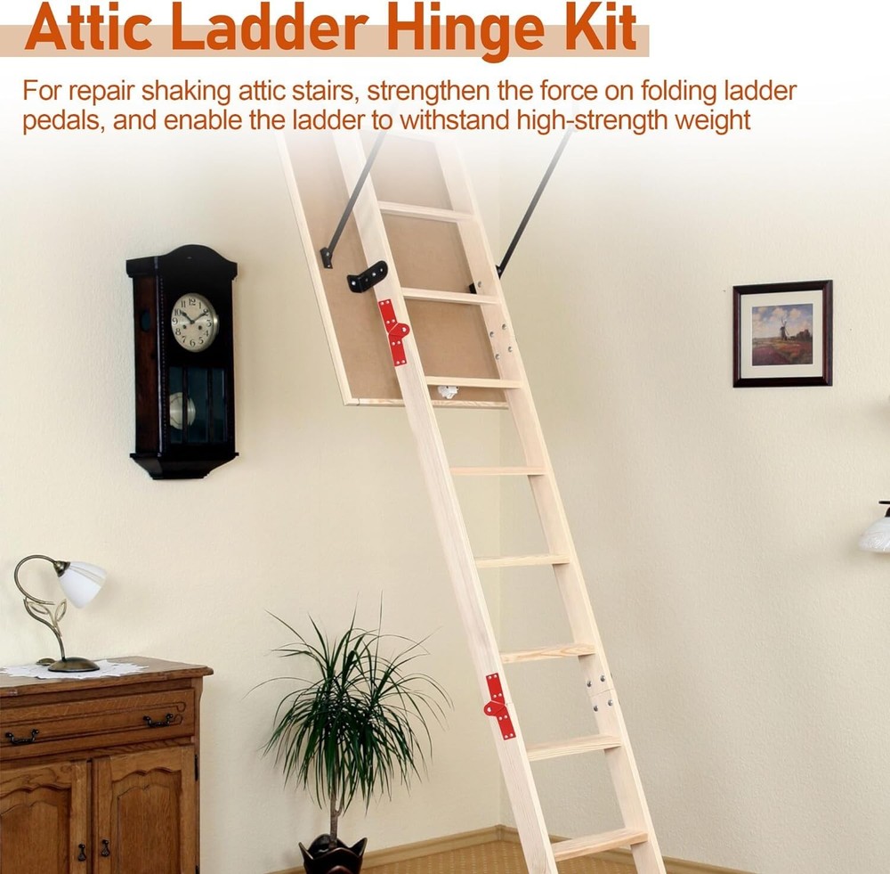 Attic Ladder Hinge Pull Down Attic Stair Part Kit Herringbone Ladder Tie Rod 2Pc