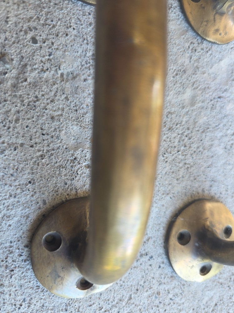 2 Heavy, Big, Antique RUSTIC Barn Handle, Gate Pull, Shed, Door Solid Brass, 7"