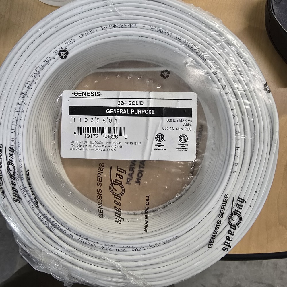 GENESIS  21035801 Solid Jacketed Speed Cable 500 ft. 22/4, White