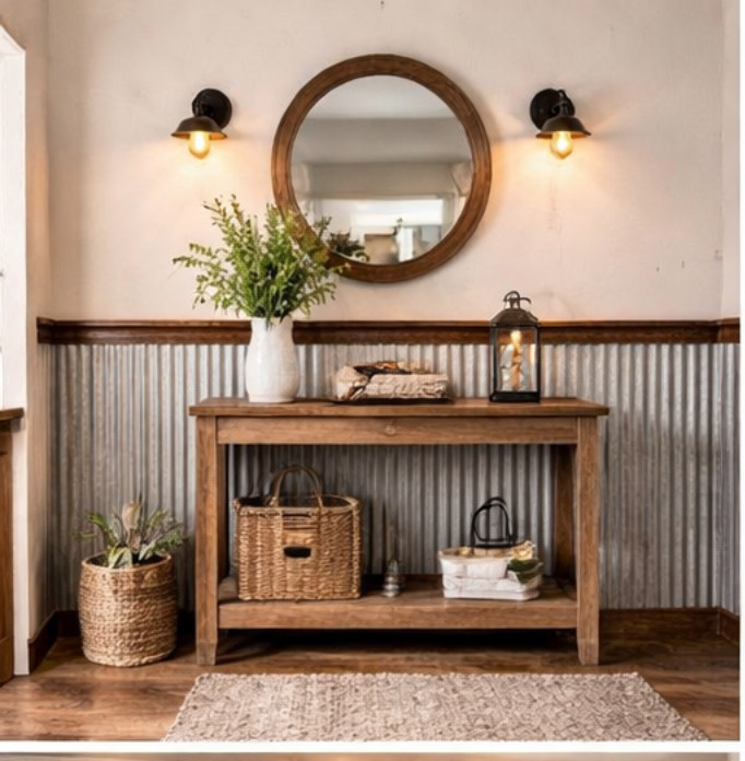 (30 sq.ft.) 5 pcs 3' x 2'  RECLAIMED CORRUGATED BARN ROOFING TIN