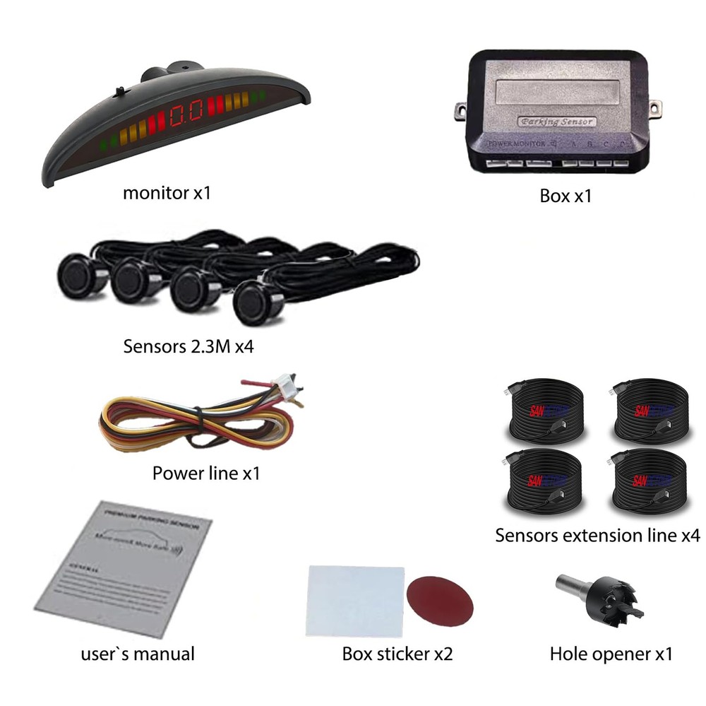 Parking Sensor Kit Backup Sensor Kit Reverse Sensor for Car 18 Color Options ...