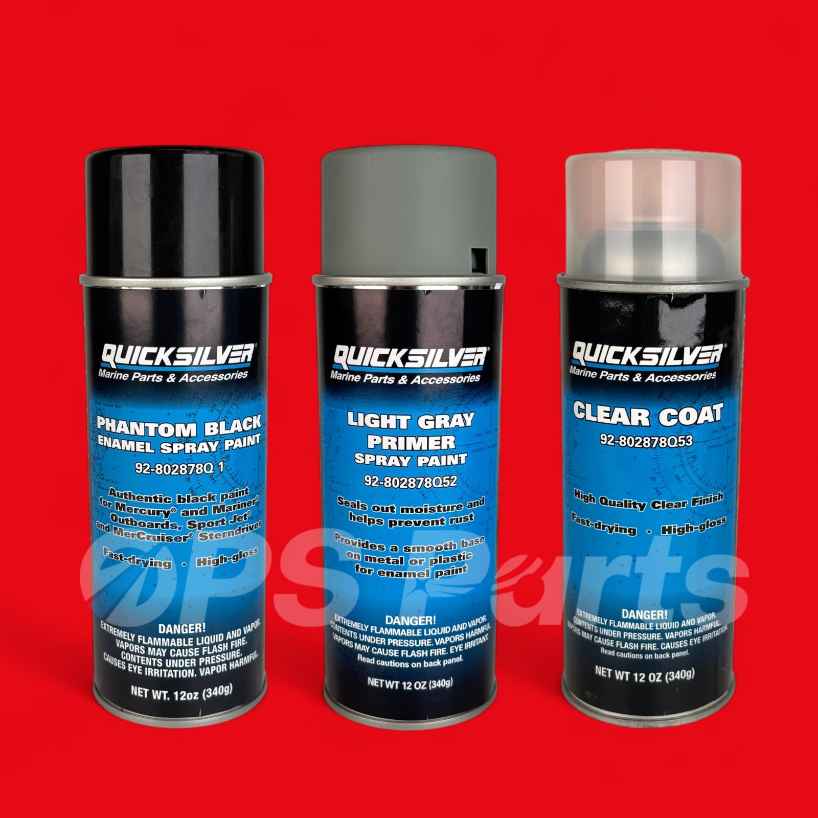 Mercury/QS Phantom Black Spray Paint Set 3pk Part# 8028781 & 80287852 & 80287853