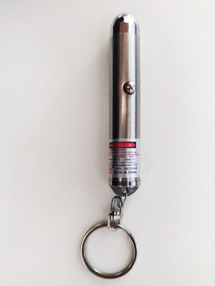 Red Laser Dot Pointer With Keychain & Batteries