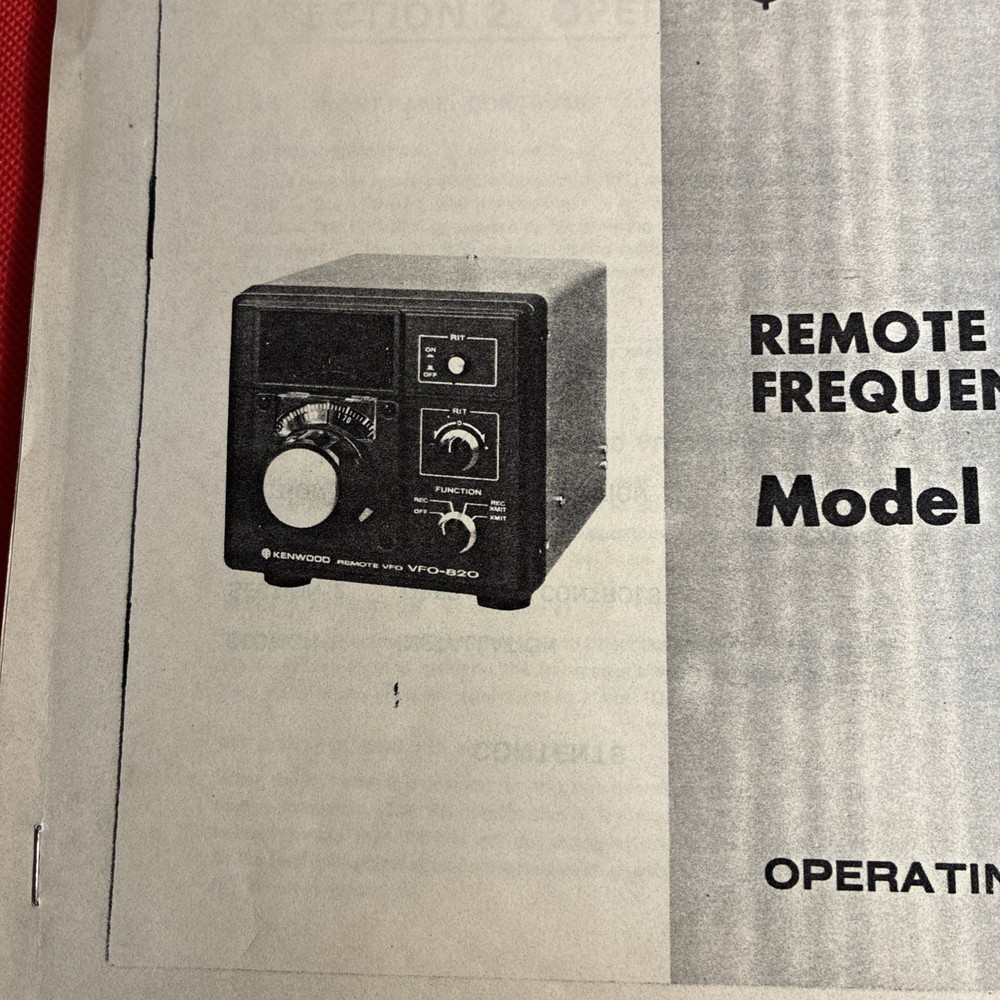 KENWOOD REMOTE VARIABLE FREQUENCY OSCILLATOR Model VFO-820 OPERATING MANUAL