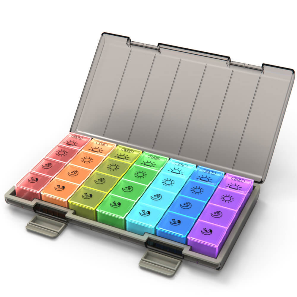 Large Weekly Pill Organizer Moisture-Proof 4 Times a Day 7 day Medicine Storage