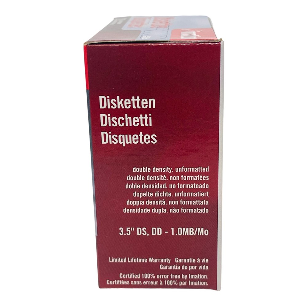 IMATION 1.0MB 2DD UNFORMATTED DISKETTES RED BOX 10 PACK NEW/UNUSED SURPLUS