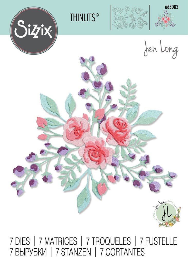New Retired Sizzix Thinlits Floral Layers #2 7pc #665083 Retail $22.99 Jen Long