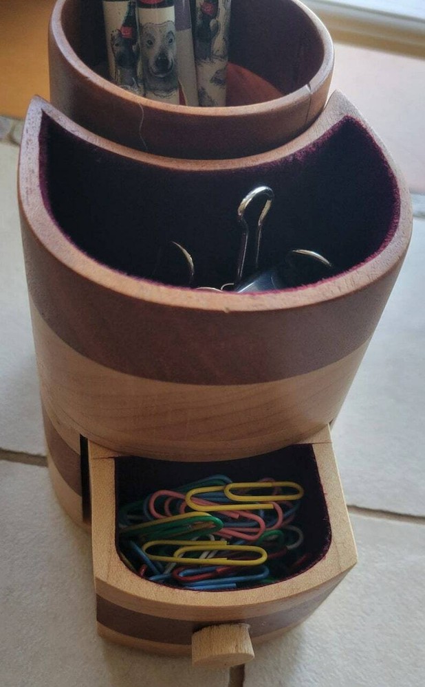 Handmade Solid Wood Small Desk Organizer Maple & Mahogany