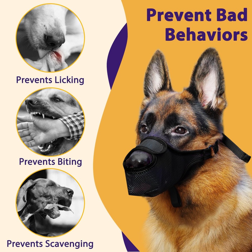Dog Muzzle, Mesh Muzzle for Large Medium Small Dogs Allows Full Pant Drinking...