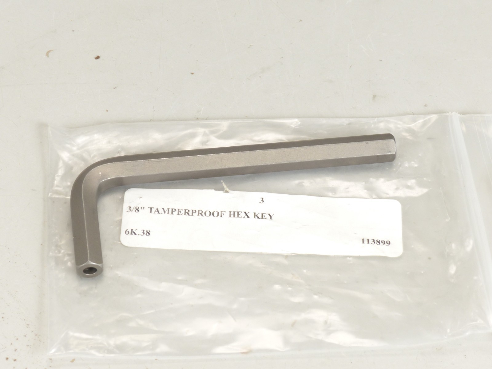 Tamperproof Screw Co 3/8 tamper resistant hex key 6K.38 1UP USA bike rack wrench