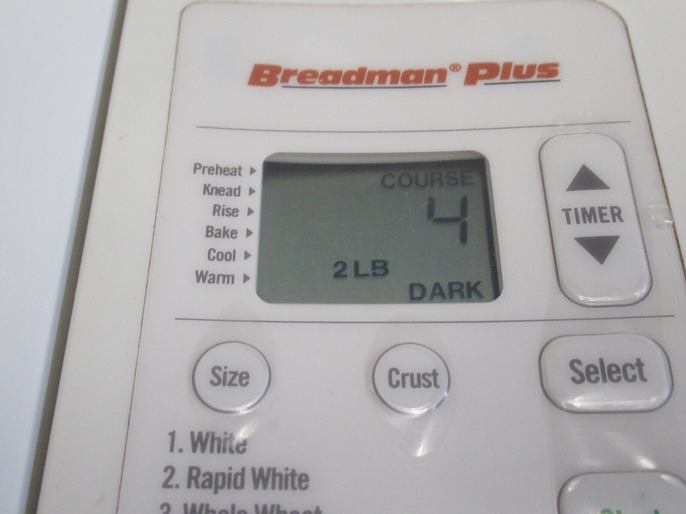 BREADMAN PLUS 1-2 LB. DIG. BREAD MAKER WHITE TR700C, BREAD MACHINE FRUIT & NUT +