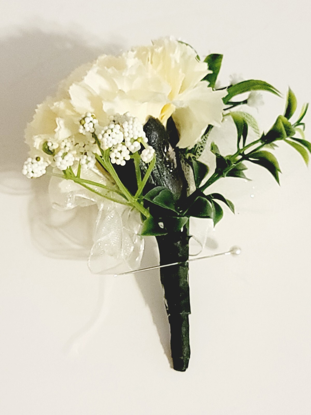 Set of 3 White or Gold Boutonniere For Wedding Prom, Artificial Flowers