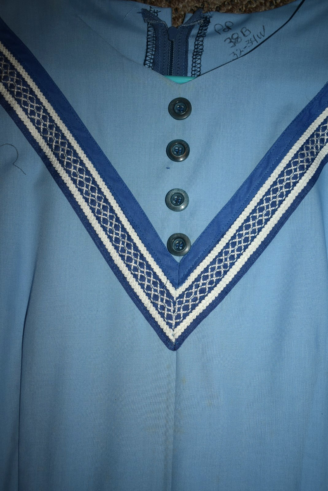 Pioneer Prairie Victorian 19th Century Dress Blue wDiamond Medallion Skirt AM/L