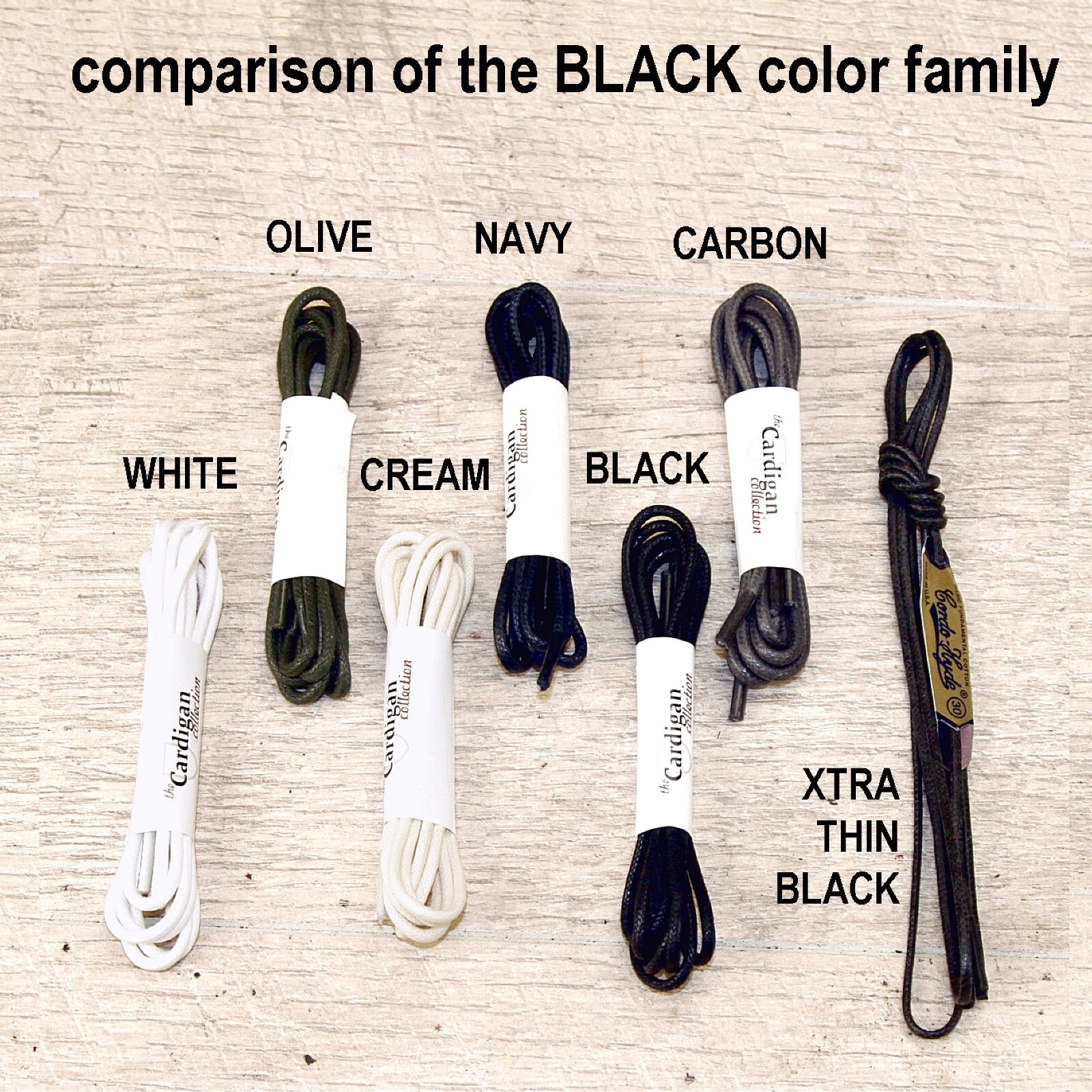 EXTRA THIN BLACK Waxed Cotton SHOELACES Laces (any qty = one ship) Allen Edmonds