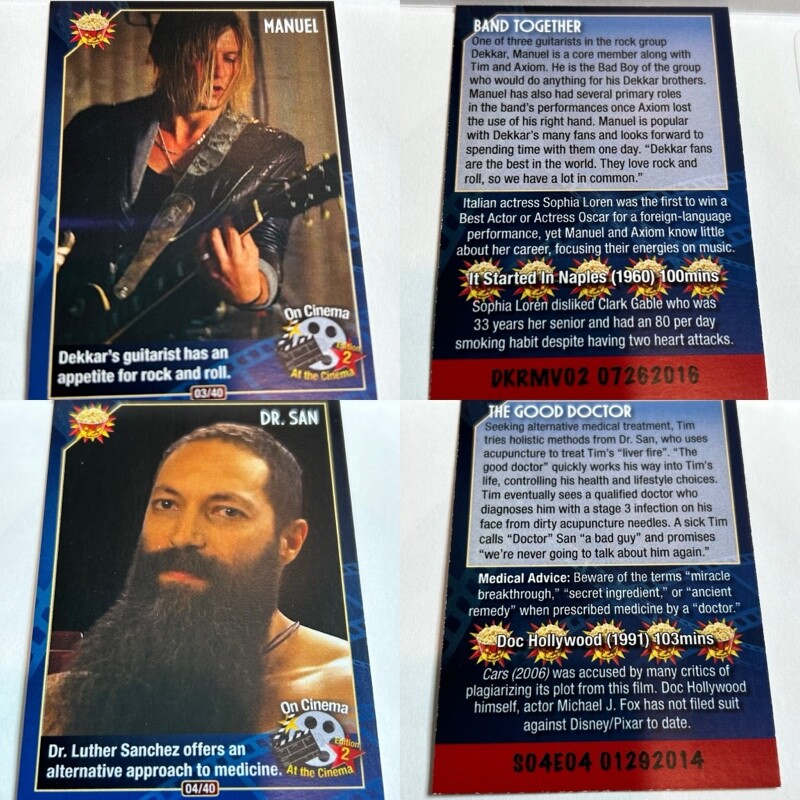 On Cinema at the Cinema Second Edition 2 Trading Cards You Pick 'Em