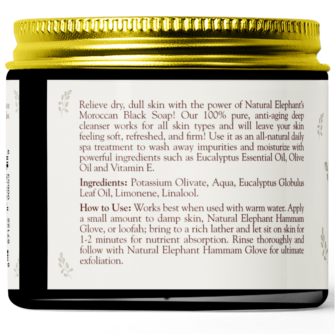 Natural Elephant Moroccan Black Soap With Eucalyptus Essential Oil 200g (7oz)