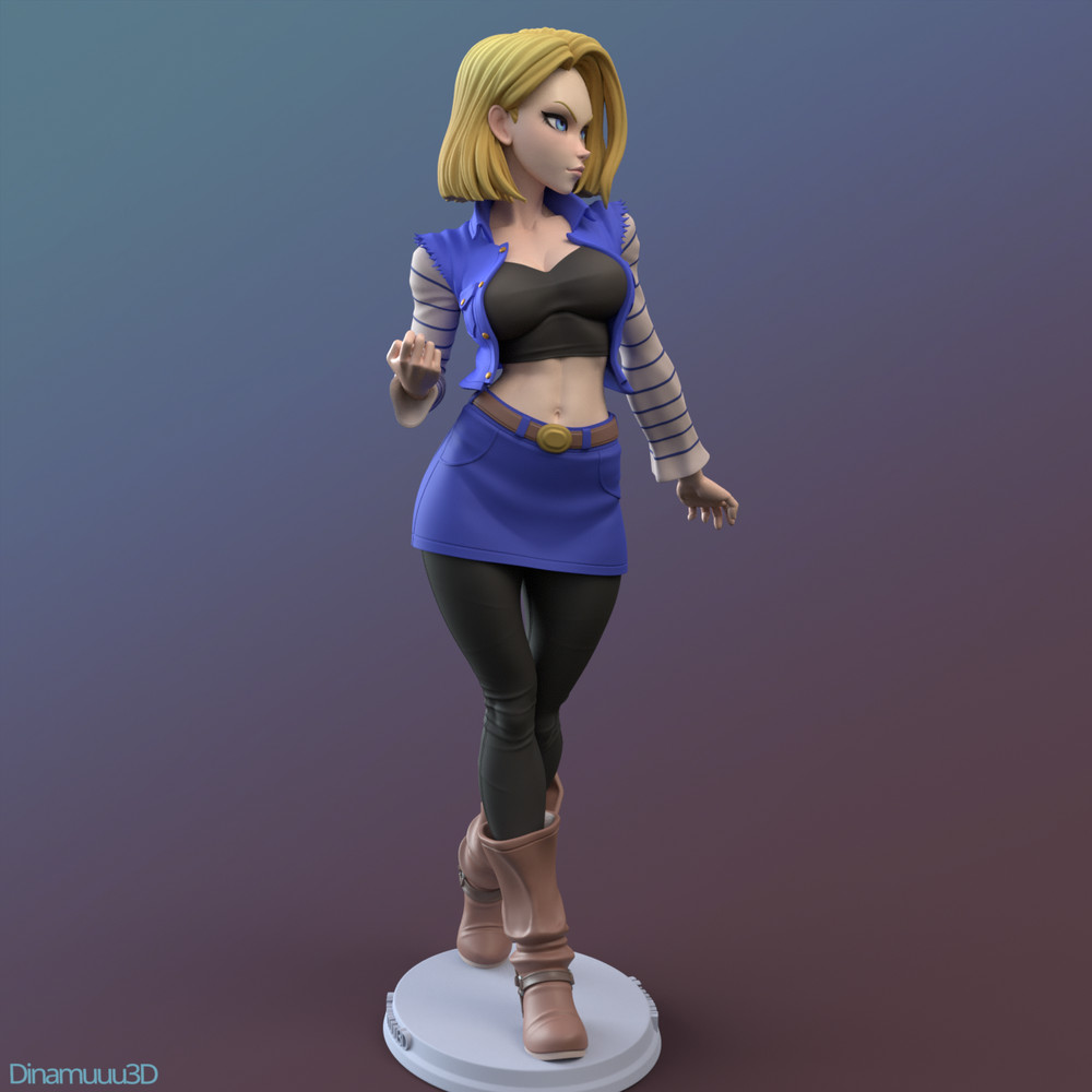 Android 18 3D SOLID RESIN Statue Model Part Kit-Space Gray-Unpainted