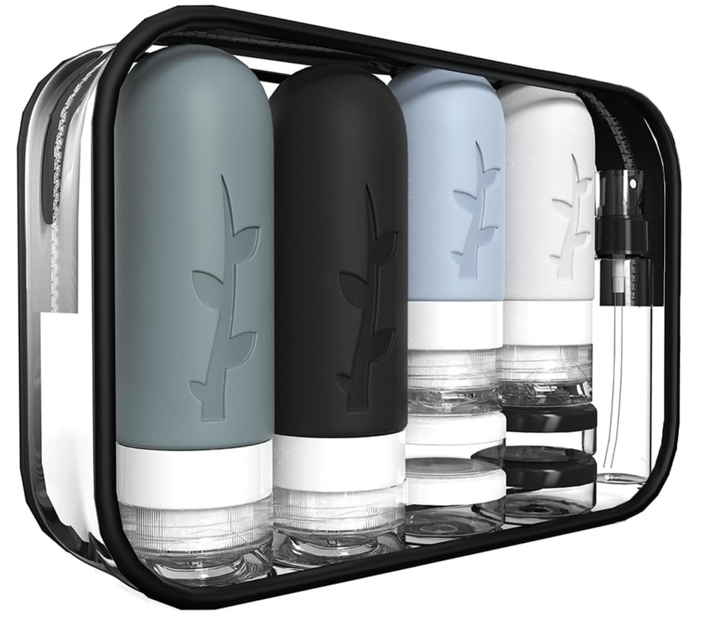 Complete Travel Essentials: 18-Pack Refillable Bottles & Accessories Set