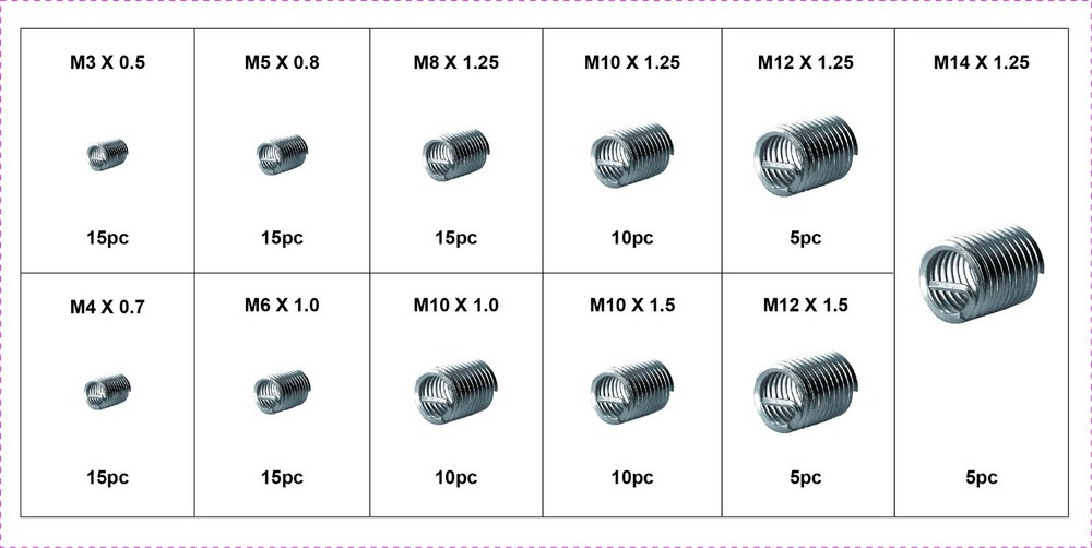 Swordfish 32431 - 120pc Stainless Steel Wire Thread Insert Assortment