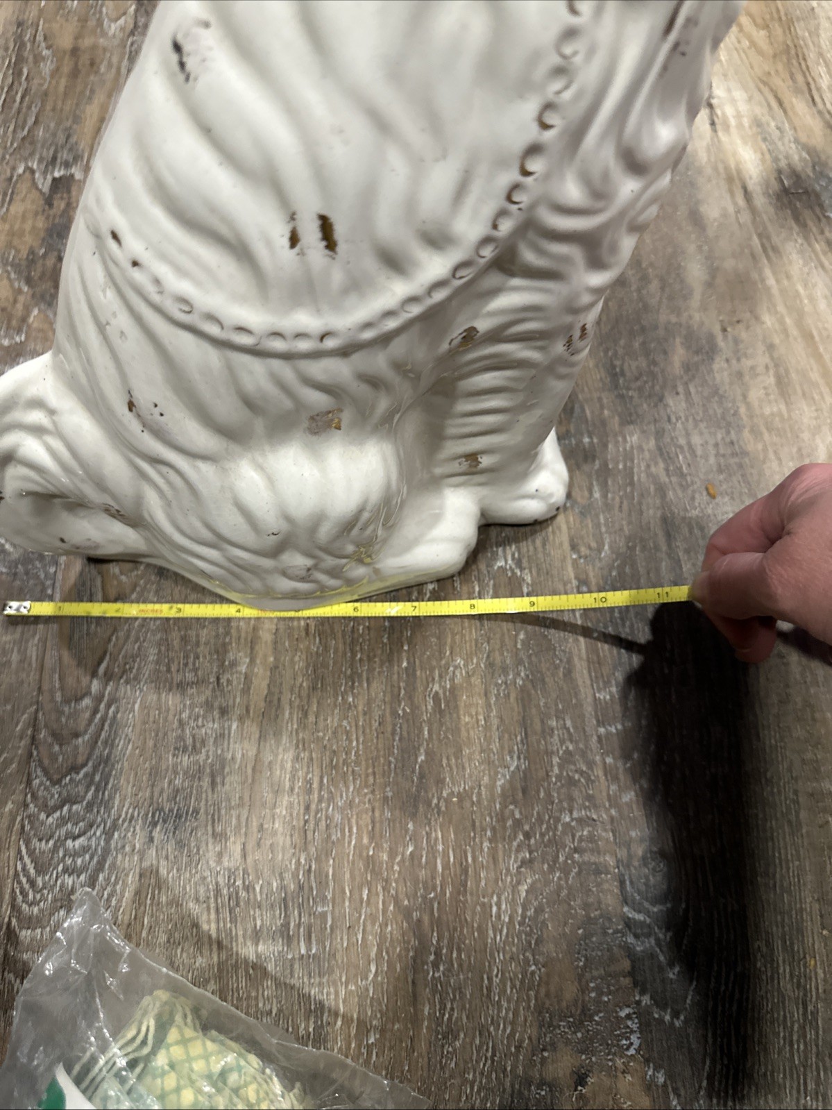 19thC STAFFORDSHIRE WHITE & GILT SEATED SPANIEL DOG Large 15 Inches Tall Rare