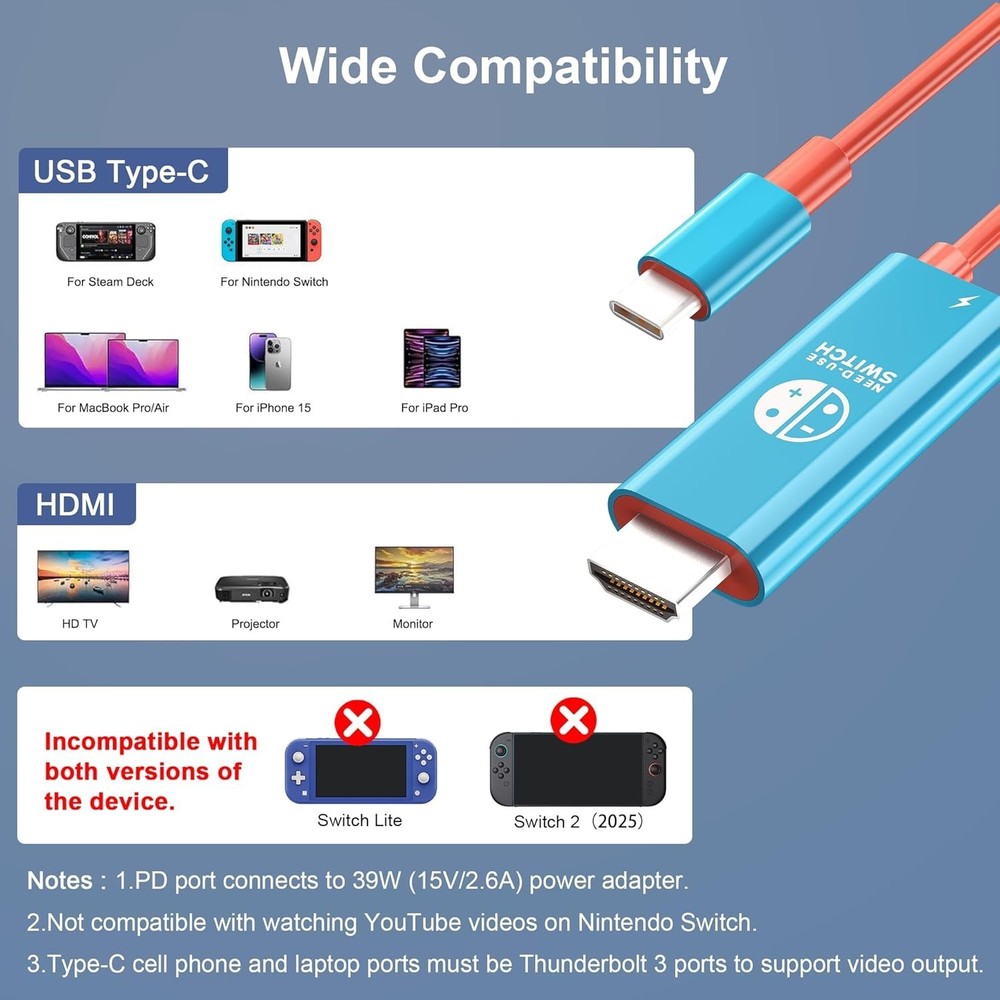 Versatile Portable Dock Adapter for Switch/OLED/Steam Deck - Plug & Play