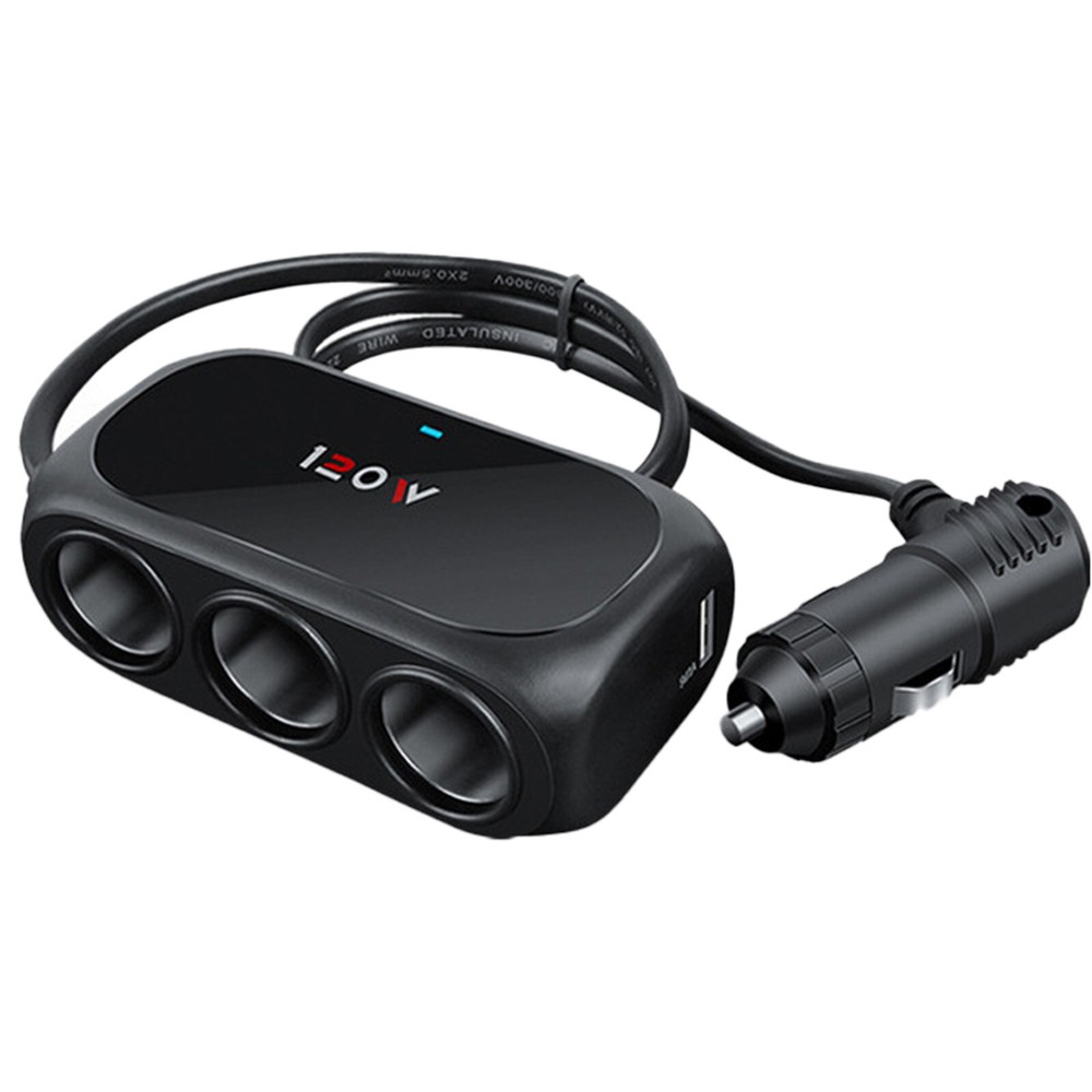 Dual USB Car Cigarette Lighter Charger 3 Way Socket Splitter DC 12/24 V Adapter