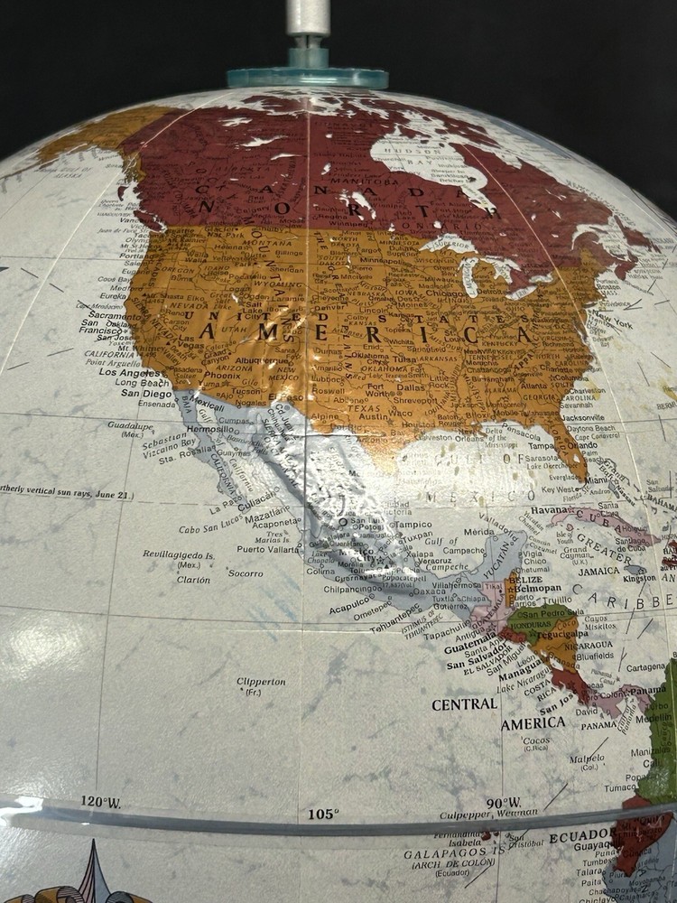Vintage Replogle Platinum Raised Relief Globe 12”