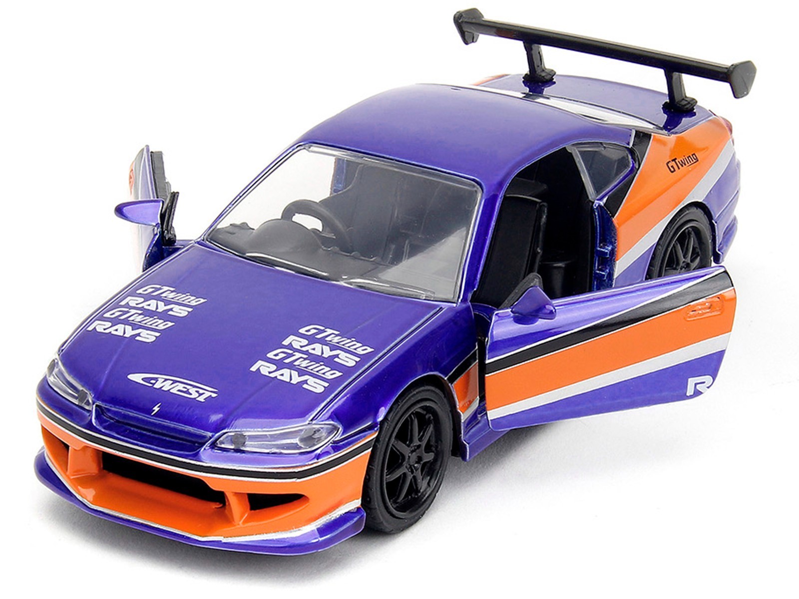 2001 NISSAN SILVIA S15 RHD BLUE "FAST & FURIOUS" 1/32 DIECAST CAR BY JADA 34446
