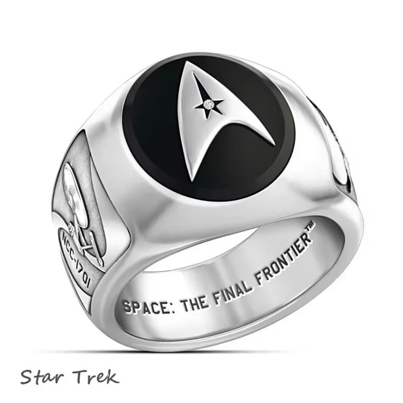 Luxury Sci-Fi Inspired Star Ring Size 11 Silver Plated Adjustable Band