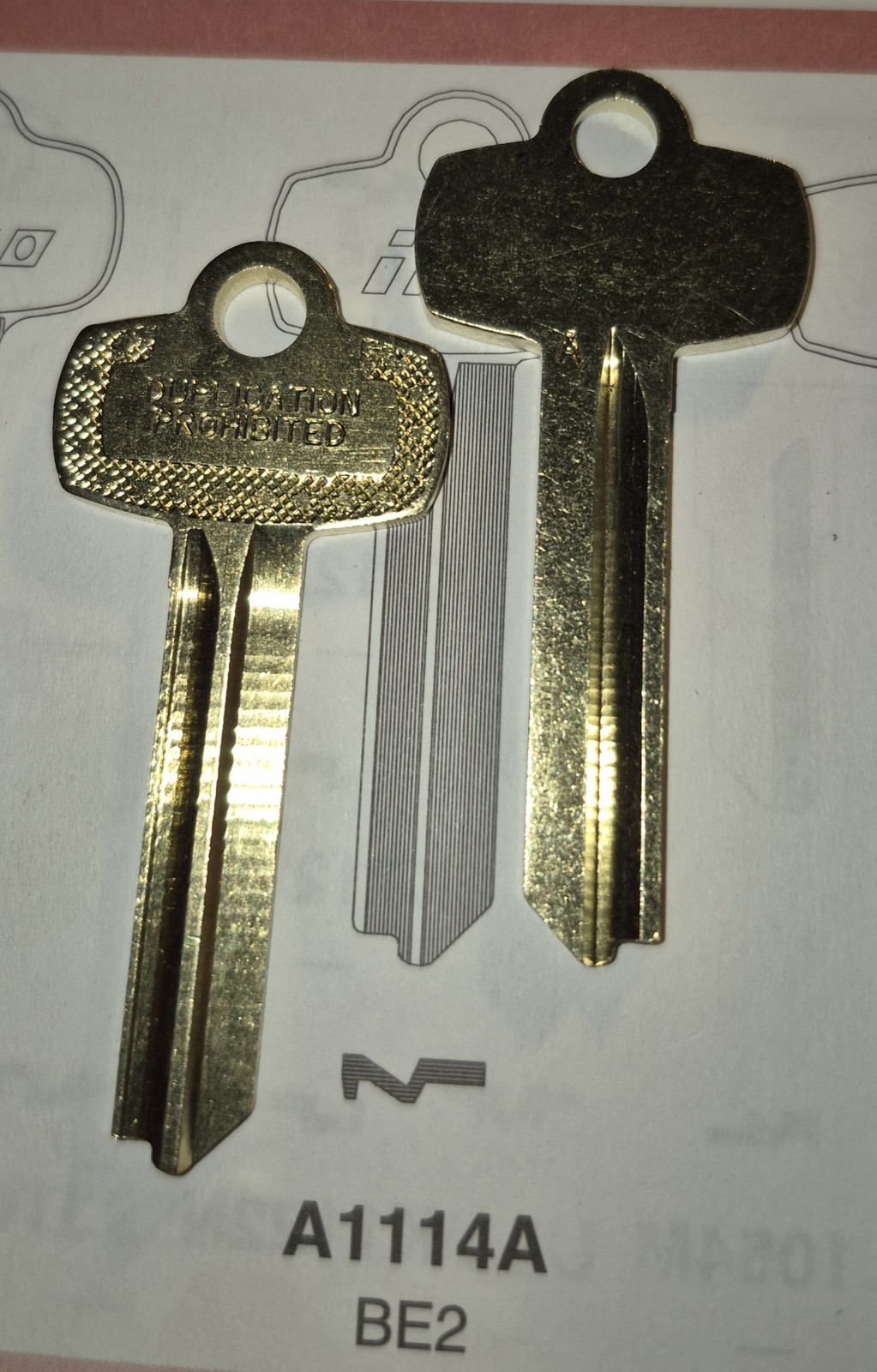 Best, A1114A, 1A1A1, BE2, 1114A, 114A , Key (1) Blank. Stamped Dupli Prohibited.